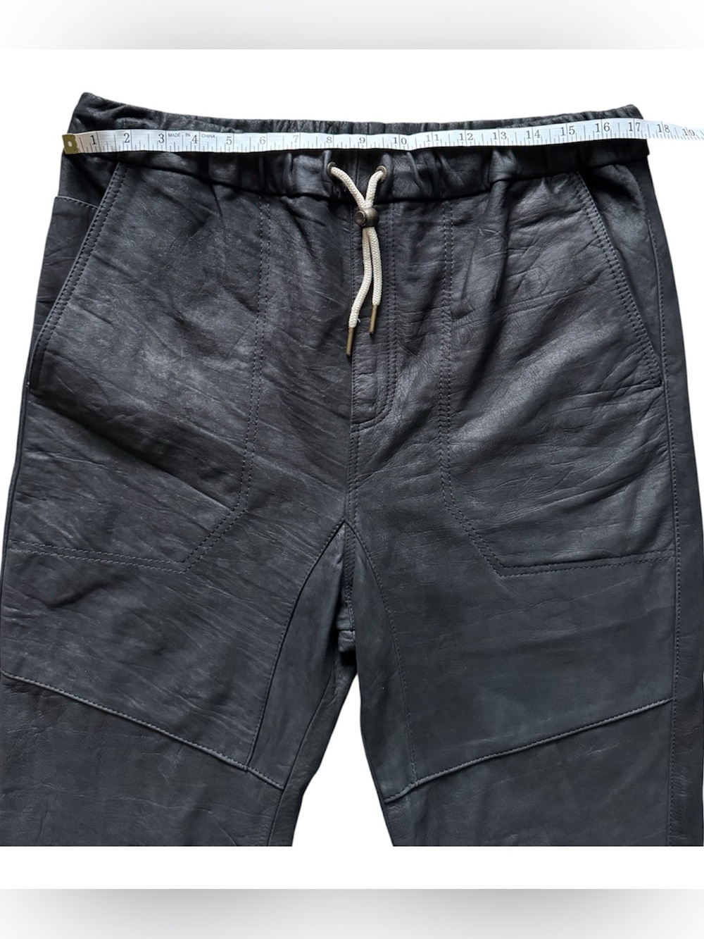 Zanerobe Sureshot Black Leather Jogger Pants 36 100% Cow Leather Streetwear - Picture 6 of 11